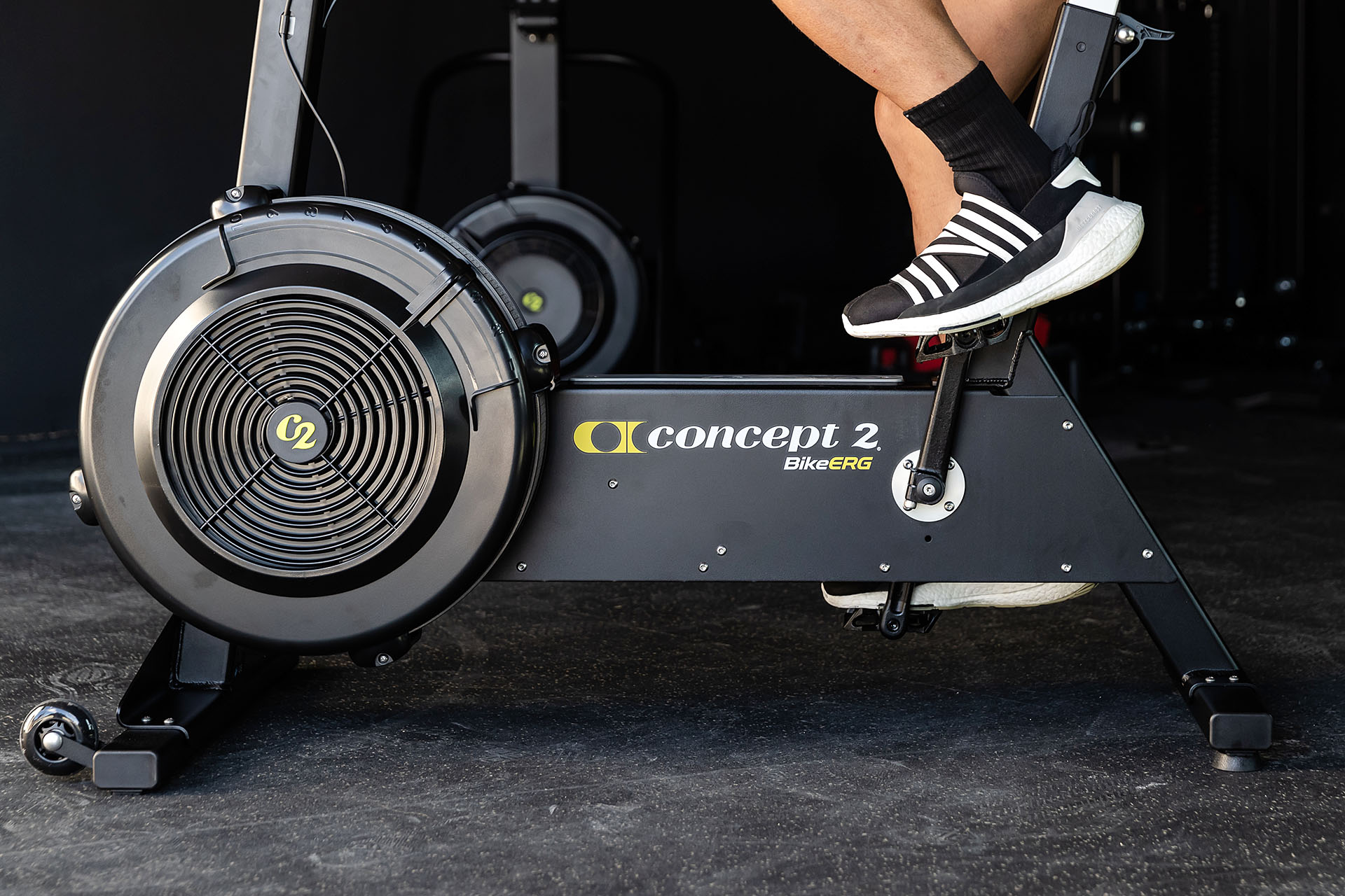 Side view of the lower half of the BikeErg