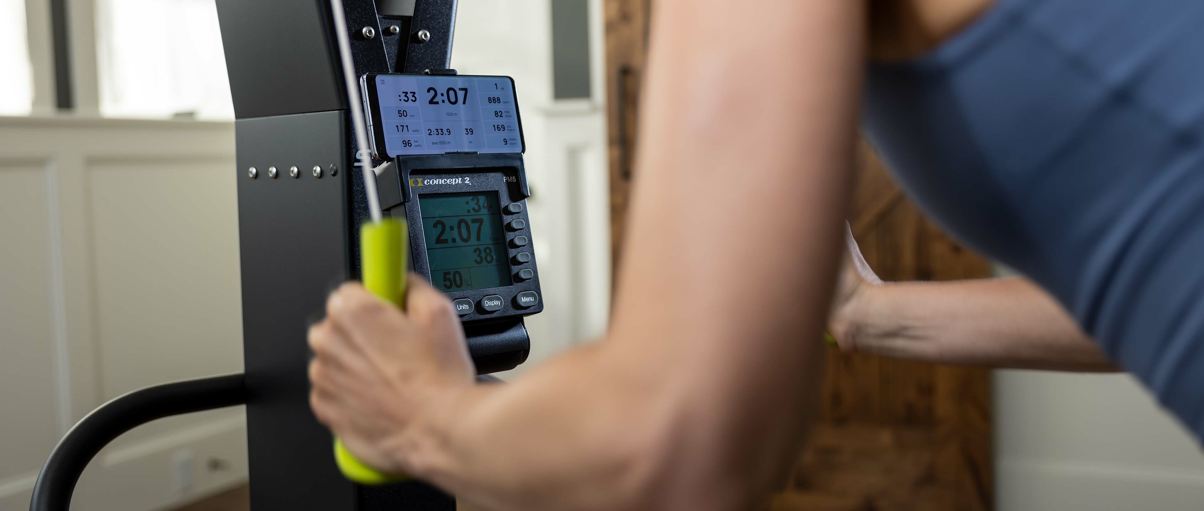 Person using the SkiErg with ErgData