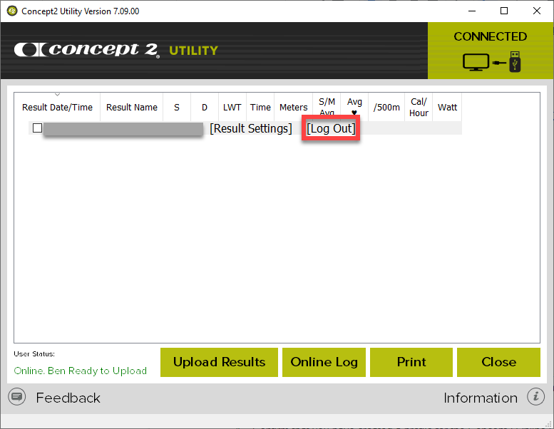 Concept2 Utility Logout