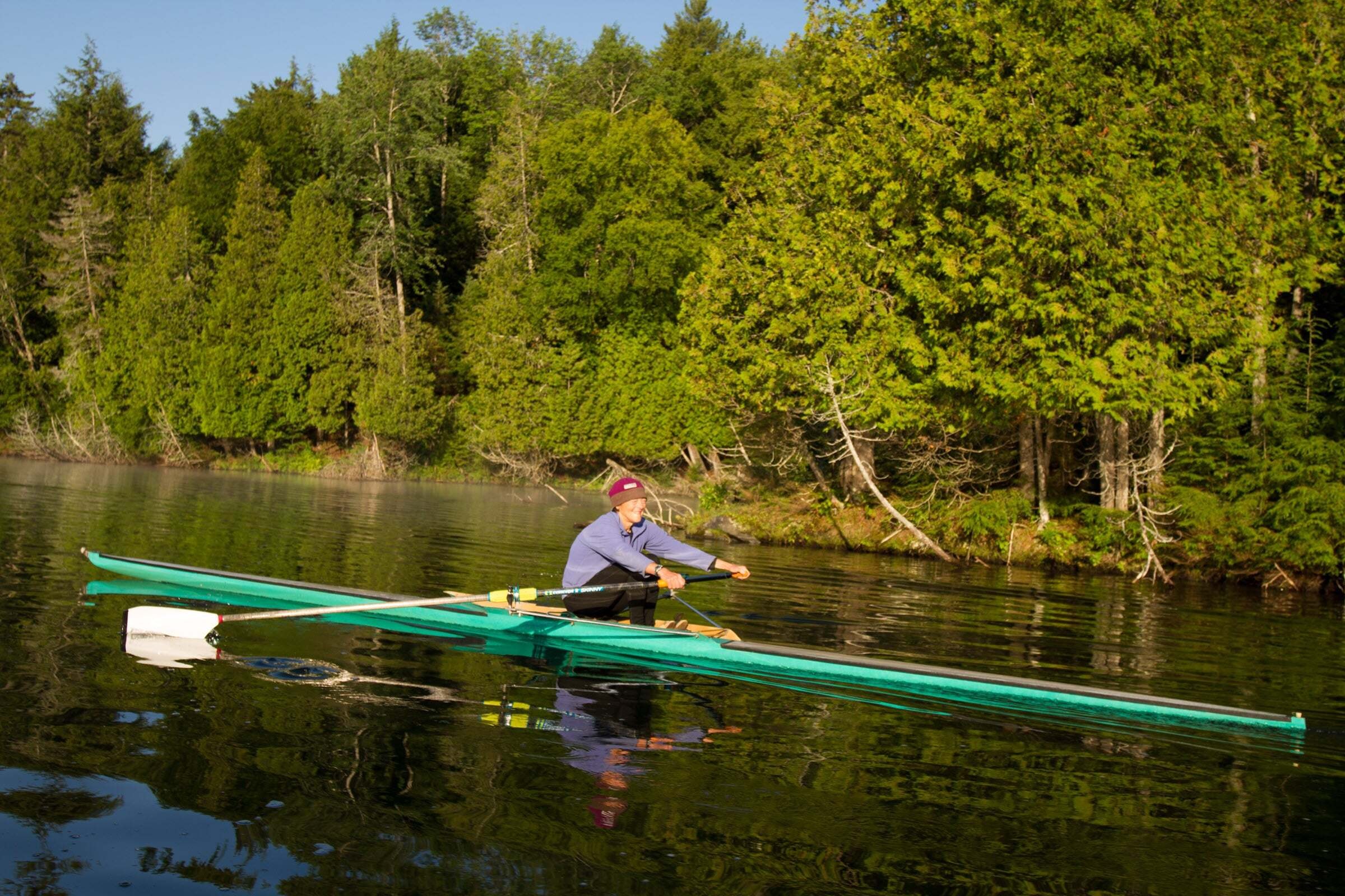 Judy Geer Sculling in Vermont